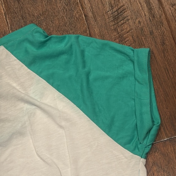Medium Green and White Raglan Short Sleeve Tee - Picture 8 of 8